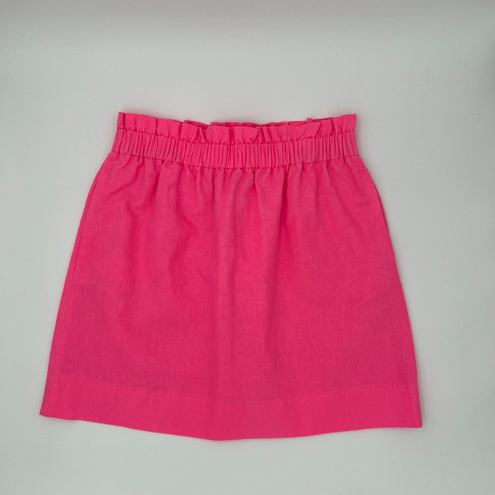 J.Crew Linen Cotton Pull-On Skirt with Pockets Easy Tailoring Barbie Pink